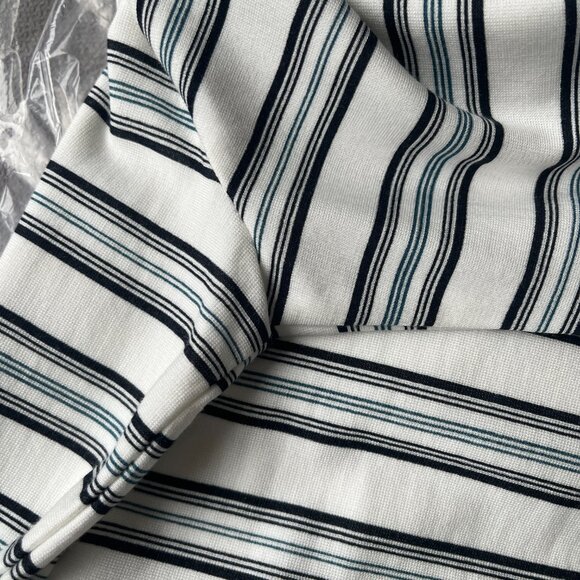 Ann Taylor Factory Striped Blouse with Elbow Length Ruffles Sleeves Size Medium - Picture 4 of 6